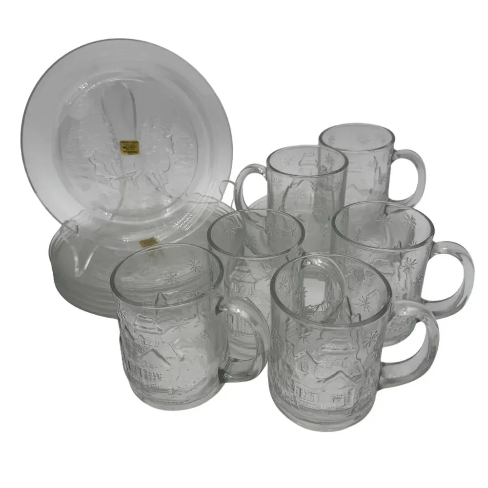 14 pc Vintage Welcome Home by Arcoroc 8 Plates and 6 Mugs France NOS
